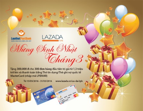 Nhập mã LPBMAR để được giảm 300 nghìn đồng tại lazada.vn