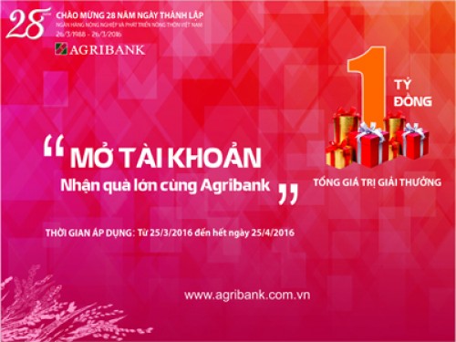 Cơ hội trúng sổ tiết kiệm 100 triệu đồng khi mở tài khoản tại Agribank