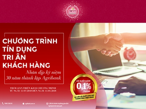 Agribank tri ân khách hàng nhân kỷ niệm 30 năm thành lập