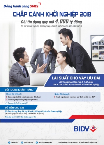 BIDV dành 4.000 tỷ đồng ưu đãi nguồn vốn cho DN khởi nghiệp BIDV dành 4.000 tỷ đồng ưu đãi nguồn vốn cho DN khởi nghiệp