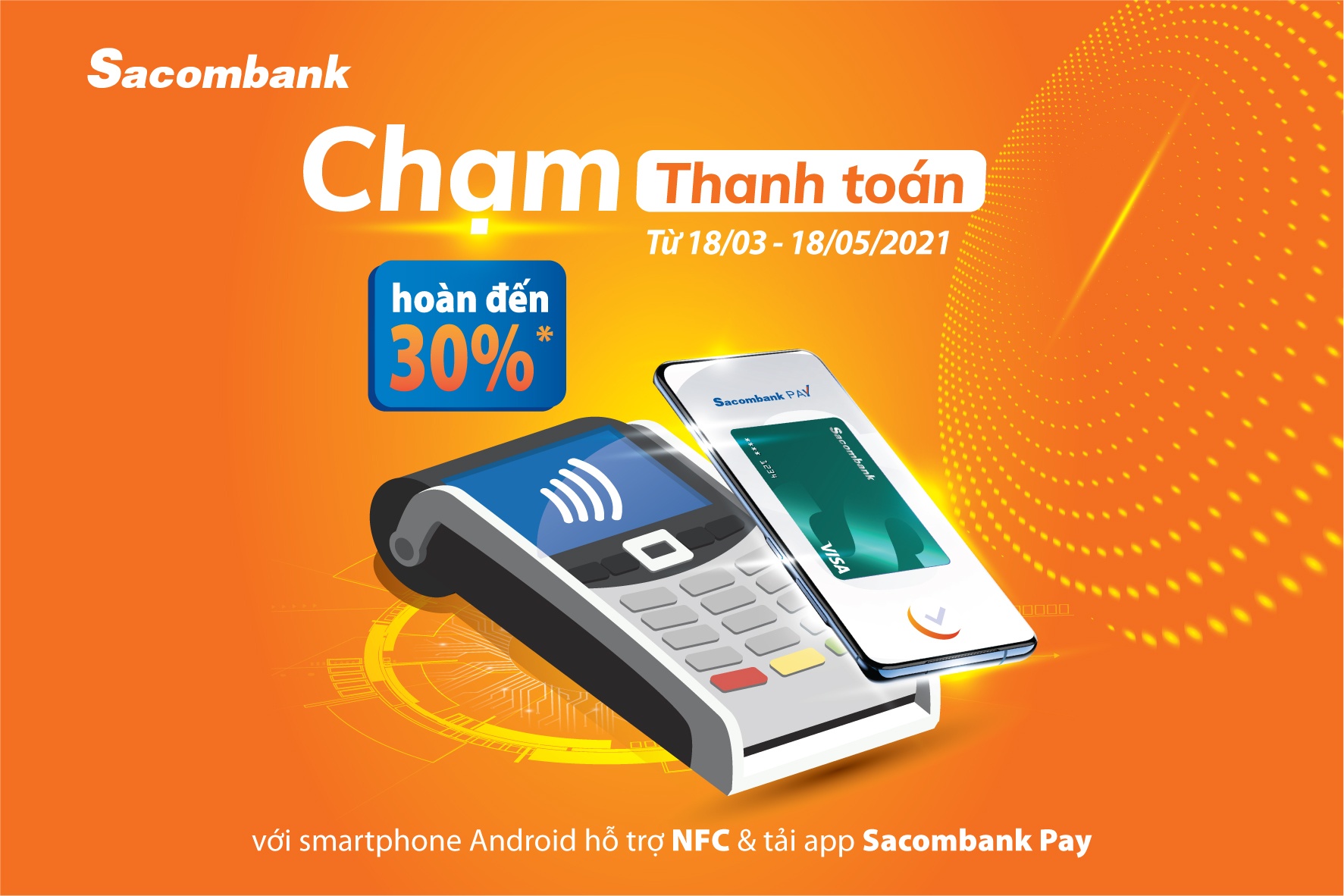 cham thanh toan de duoc hoan tien voi sacombank pay