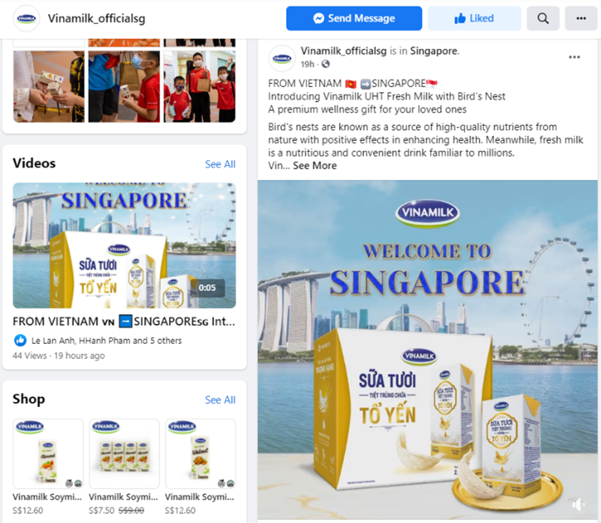vinamilk xuat khau sua tuoi cao cap chua to yen dau tien di singapore