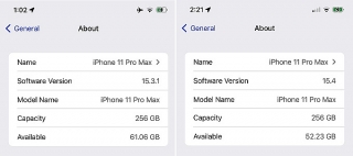 iOS 15.4 gây lỗi hao pin, báo dung lượng bộ nhớ ảo