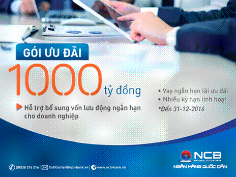 NCB dành 1.000 tỷ đồng ưu đãi lãi suất cho doanh nghiệp