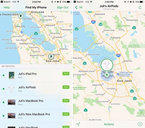 Cách tìm kiếm tai nghe AirPods bị thất lạc