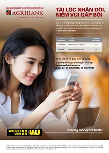Cơ hội trúng iPhone khi nhận tiền kiều hối qua dịch vụ ABMT của Agribank