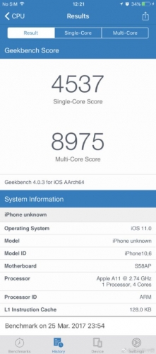 iPhone 8 đạt 4537 điểm GeekBench đơn nhân, 8975 điểm đa nhân? iPhone 8 đạt 4537 điểm GeekBench đơn nhân, 8975 điểm đa nhân?