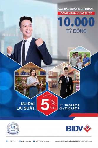 BIDV triển khai gói tín dụng 10.000 tỷ đồng với lãi suất ưu đãi chỉ từ 5%/năm