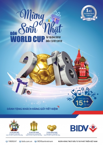 Cơ hội tới Nga xem chung kết World Cup 2018 khi gửi tiền tại BIDV