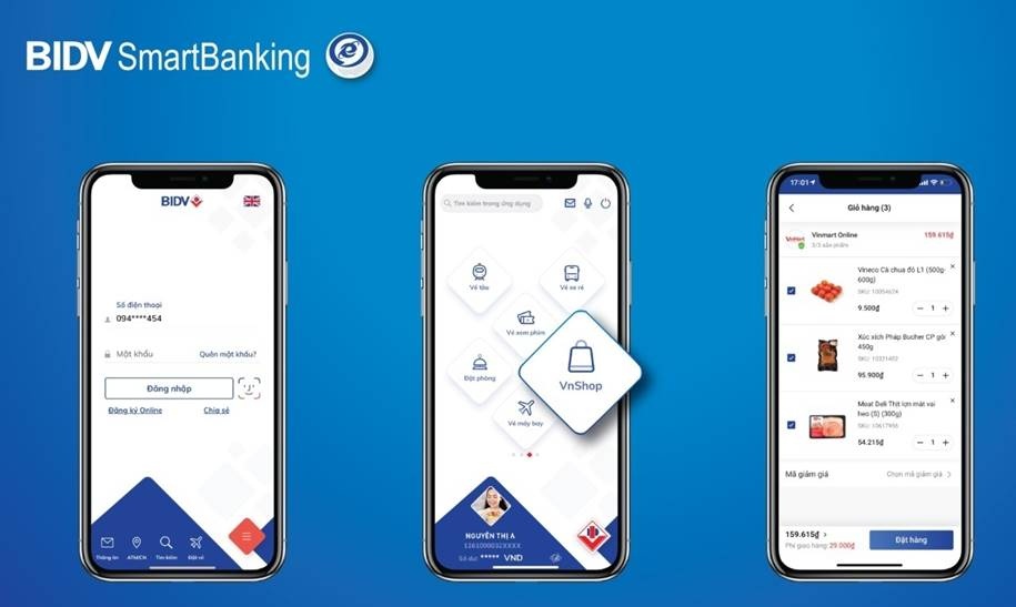 BIDV tiên phong đưa tính năng Siêu thị Vinmart Online lên ứng dụng di động