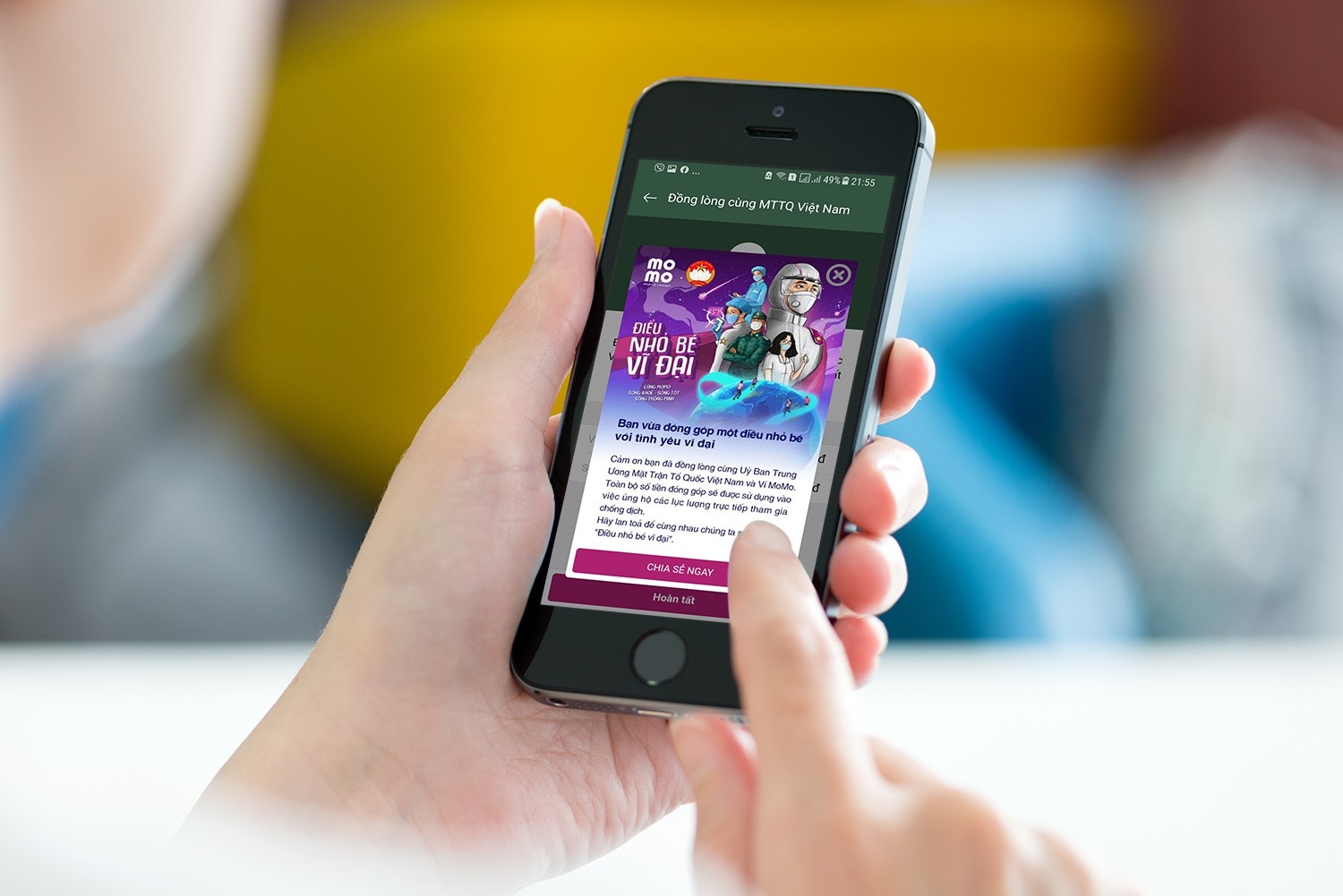 vi momo keu goi di bo tang cuong suc khoe ung ho covid 19