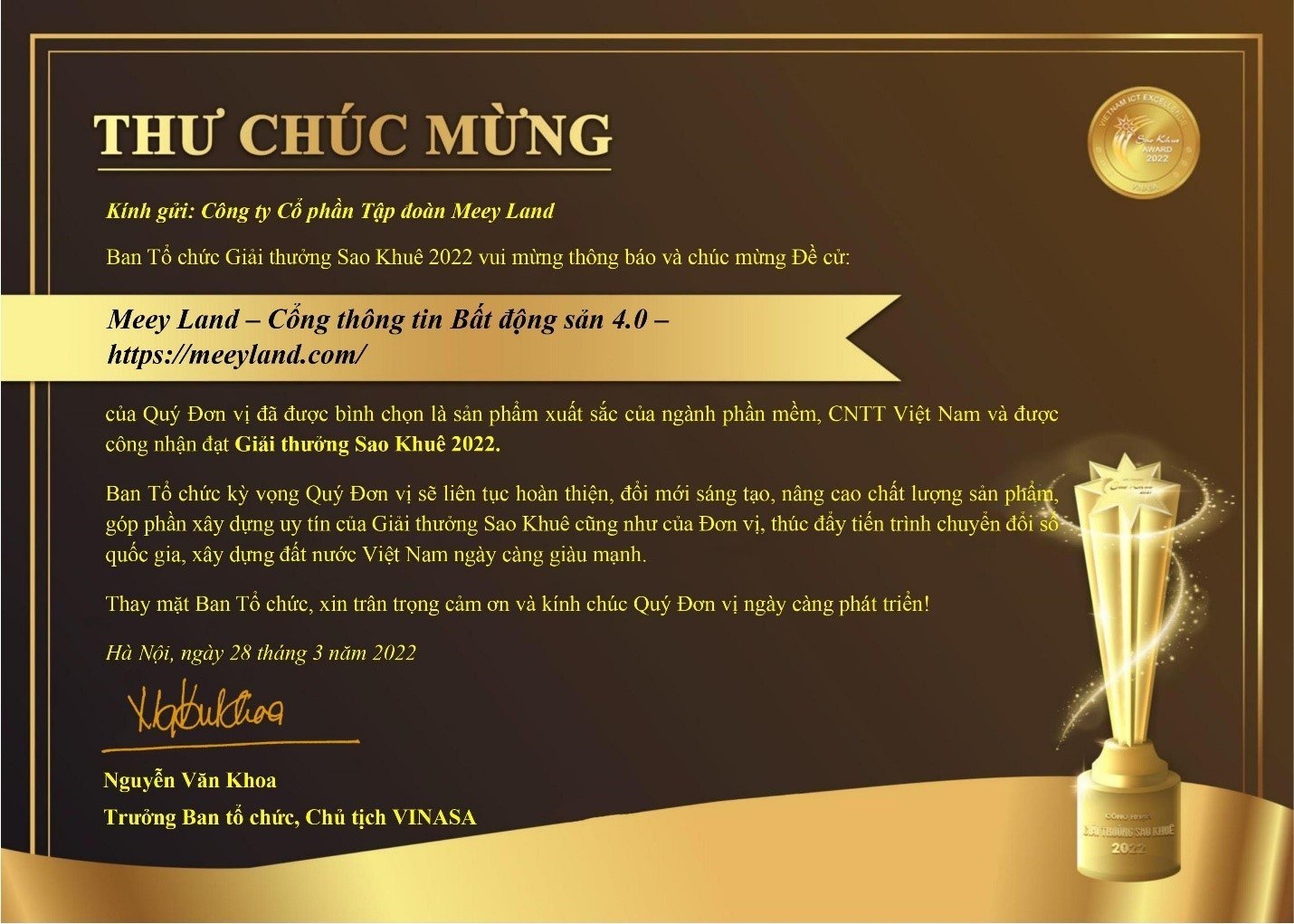 meey land nhan giai thuong sao khue 2022