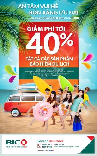 BIC giảm tới 40% phí bảo hiểm du lịch trong dịp hè 2018 BIC giảm tới 40% phí bảo hiểm du lịch trong dịp hè 2018