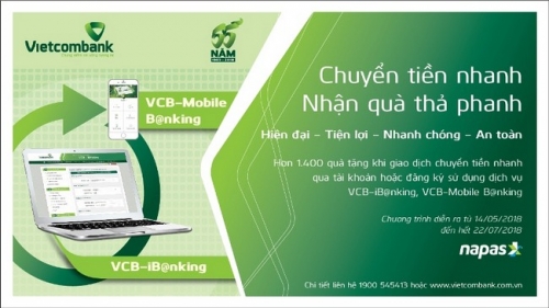 Vietcombank dành nhiều ưu đãi cho KH chuyển tiền nhanh qua tài khoản