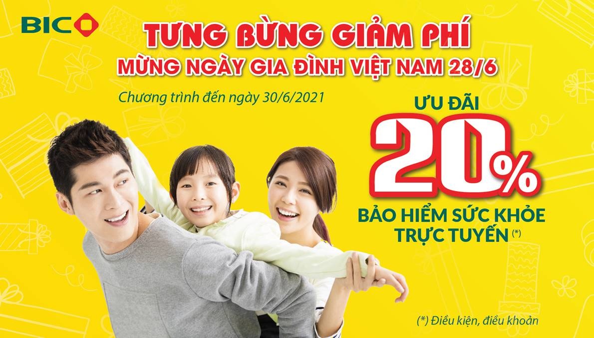 BIC giảm 20% phí bảo hiểm sức khỏe mừng ngày Gia đình Việt Nam 28/6 bic giam 20 phi bao hiem suc khoe mung ngay gia dinh viet nam 286
