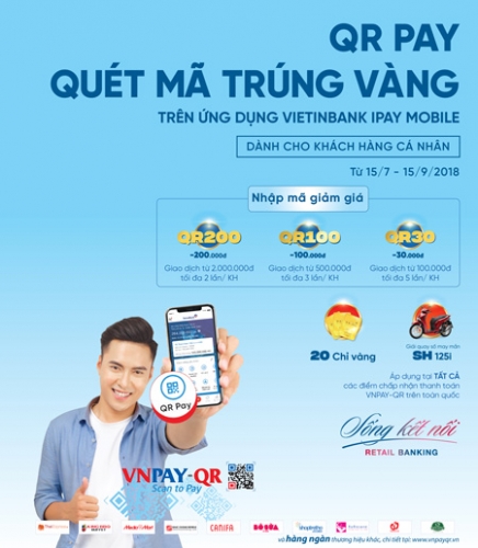 Cơ hội trúng xe SH khi quét QRPay trên VietinBank iPay Mobile Cơ hội trúng xe SH khi quét QRPay trên VietinBank iPay Mobile