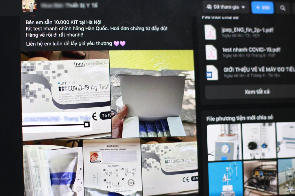 kit test nhanh covid 19 loan gia tren mang xa hoi