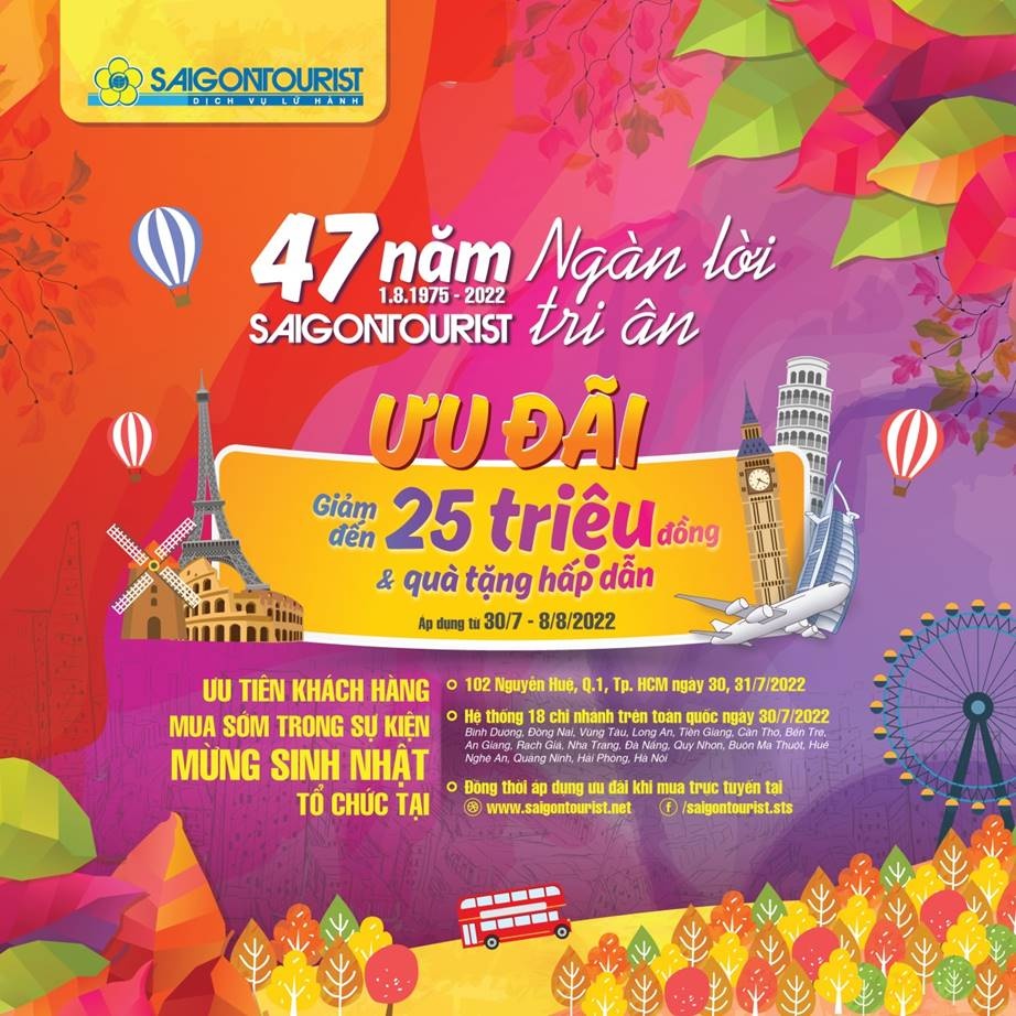 Lữ hành Saigontourist tổ chức chương trình “Ngàn lời tri ân” với ưu đãi và quà tặng hấp dẫn lu hanh saigontourist to chuc chuong trinh ngan loi tri an voi uu dai va qua tang hap dan