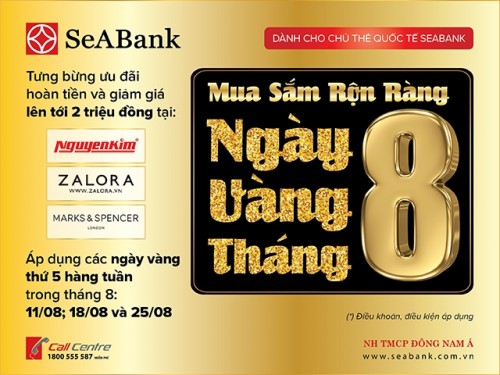 SeABank ưu đãi cho chủ thẻ quốc tế