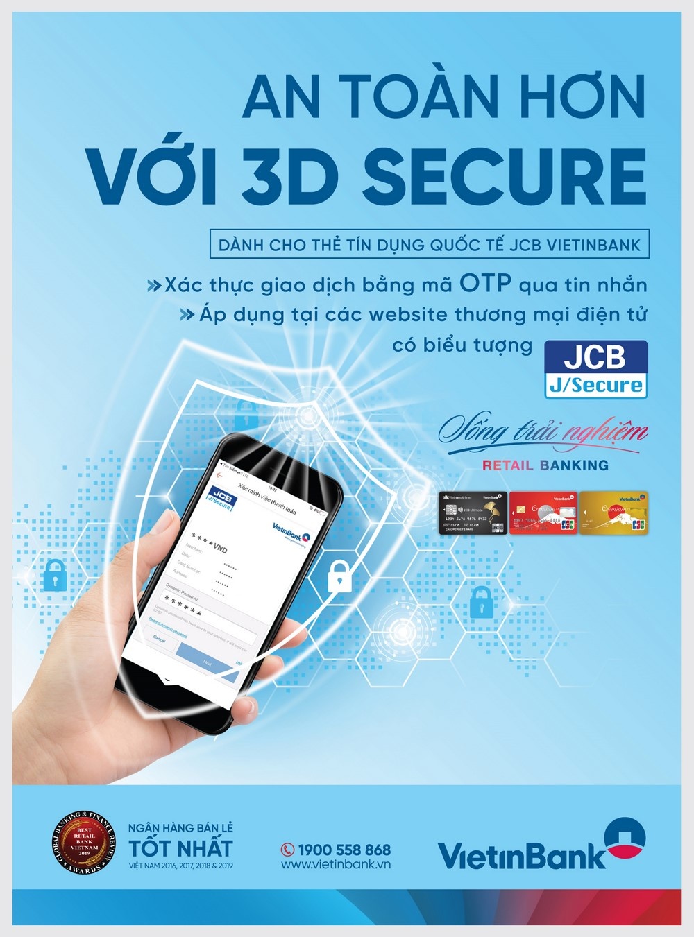 VietinBank triển khai tính năng bảo mật 3D Secure cho thẻ tín dụng quốc tế JCB VietinBank triển khai tính năng bảo mật 3D Secure cho thẻ tín dụng quốc tế JCB