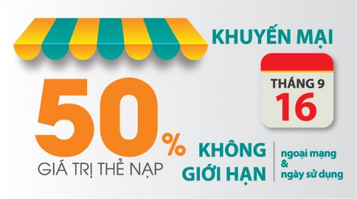 Viettel khuyến mại 50% giá trị thẻ nạp Viettel khuyến mại 50% giá trị thẻ nạp