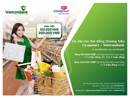 Ưu đãi hấp dẫn cho chủ thẻ Vietcombank tại hệ thống Co.opmart và Fivimart