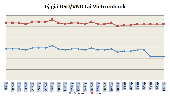 Tỷ giá ngày 10/9: Chuỗi ổn định tiếp tục được nối dài