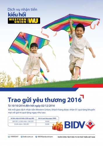 BIDV ưu đãi khách nhận tiền kiều hối khu vực phía Nam