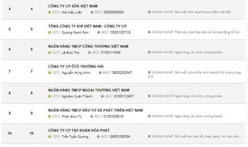 Hòa Phát đạt top 10 doanh nghiệp lợi nhuận tốt nhất