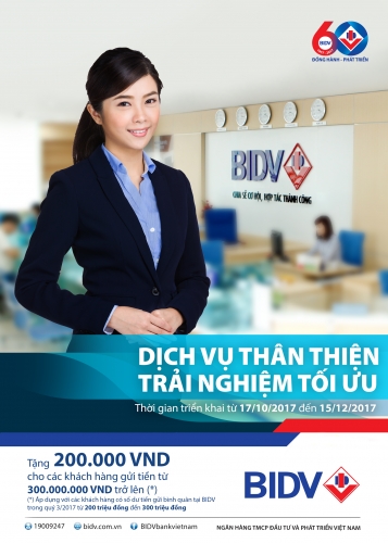 Nhận quà tặng trị giá 200.000 đồng khi gửi tiết kiệm tại BIDV