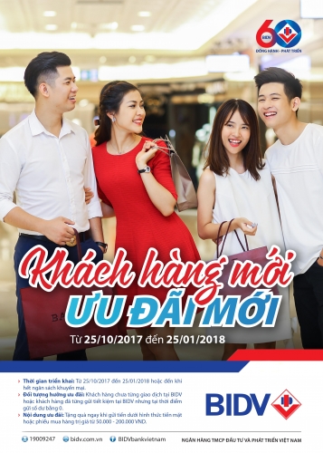 BIDV dành hơn 3 tỷ đồng ưu đãi cho khách hàng mới gửi tiền tiết kiệm