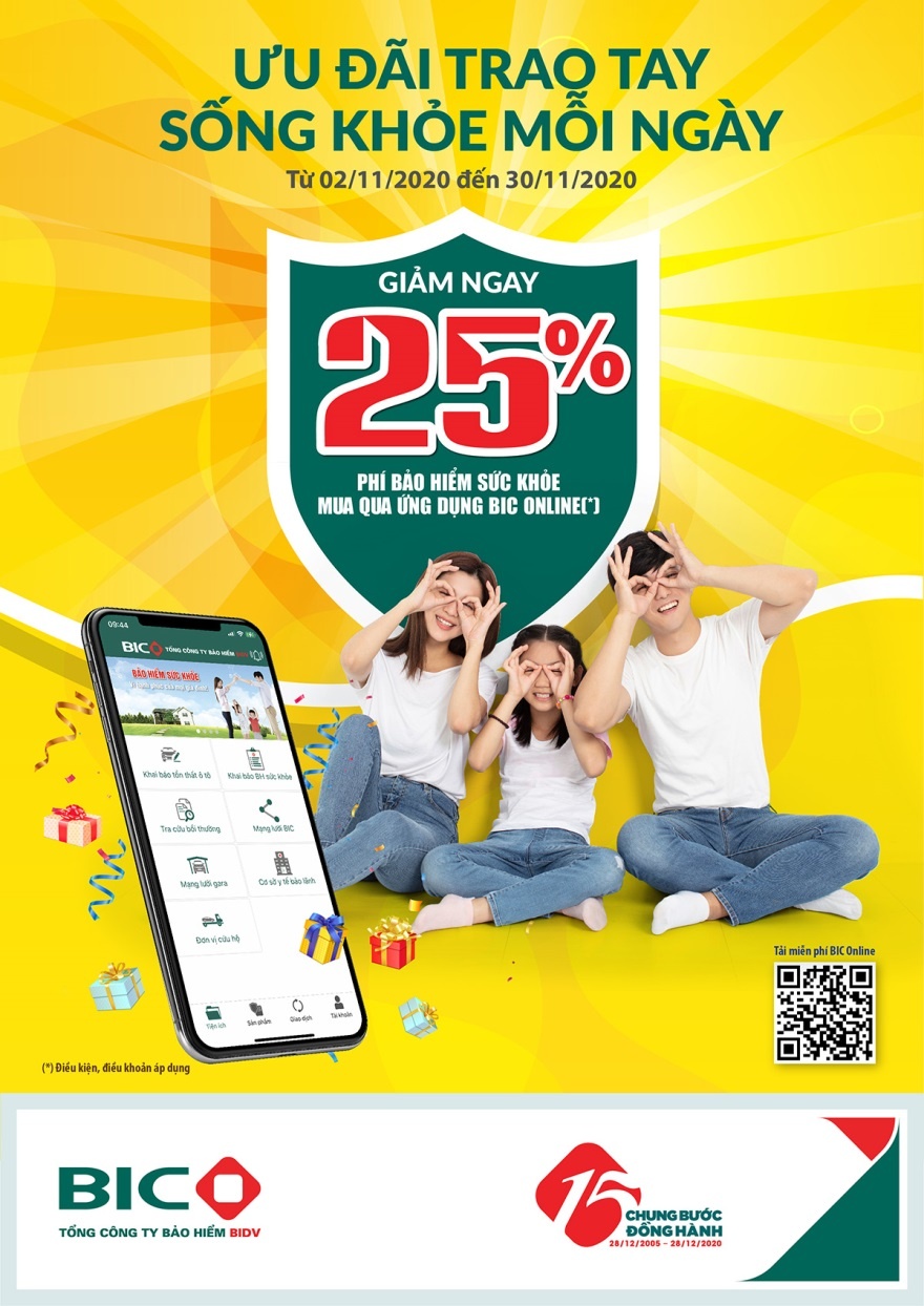 tai app bic online nhan uu dai 25 bao hiem suc khoe