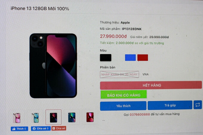 iPhone 13 xách tay dần vắng bóng