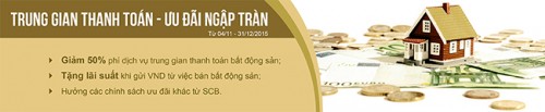 SCB ưu đãi dịch vụ trung gian thanh toán tiền chuyển nhượng BĐS
