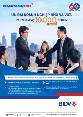 BIDV triển khai gói tín dụng 10 nghìn tỷ đồng ưu đãi DNNVV