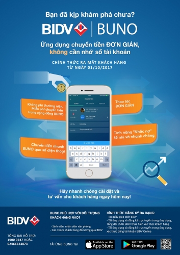 Chuyển tiền dễ dàng hơn với ứng dụng BUNO của BIDV Chuyển tiền dễ dàng hơn với ứng dụng BUNO của BIDV
