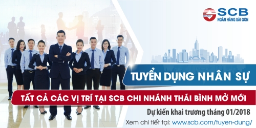 Ngân hàng Sài Gòn tuyển dụng nhân sự tại chi nhánh Thái Bình