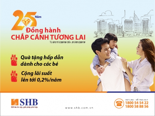 SHB tặng thêm lãi suất 0,2%/năm khi mở sổ tiết kiệm Tình yêu cho con SHB tặng thêm lãi suất 0,2%/năm khi mở sổ tiết kiệm Tình yêu cho con