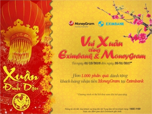 Nhiều ưu đãi khi nhận tiền kiều hối MoneyGram tại Eximbank