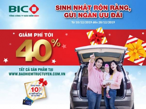 BIC giảm phí tới 40% cho khách hàng mua bảo hiểm trực tuyến BIC giảm phí tới 40% cho khách hàng mua bảo hiểm trực tuyến
