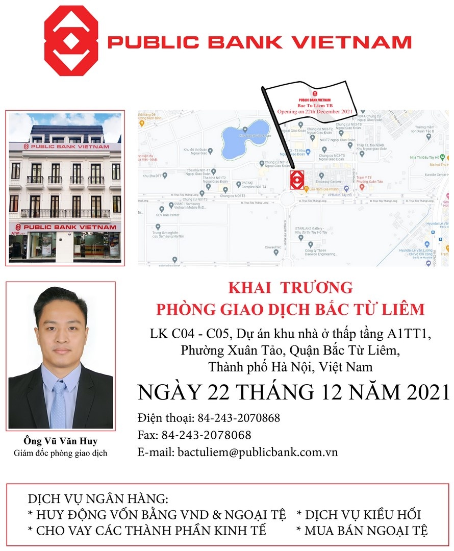 Ngân hàng TNHH MTV Public Việt Nam khai trương Phòng giao dịch Bắc Từ Liêm