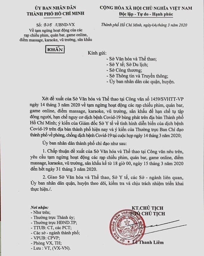 Quán bar, karaoke, game online, rạp chiếu phim, massage tạm dừng hoạt động để phòng Covid -19 quan bar karaoke game online rap chieu phim massage tam dung hoat dong de phong covid 19