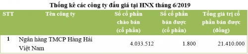 Đấu giá tháng 6/2019: Chỉ một doanh nghiệp bán đấu giá cổ phần