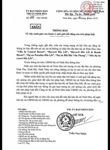 Cảnh báo 'dự án ma' tại thị xã Ninh Hòa, tỉnh Khánh Hòa