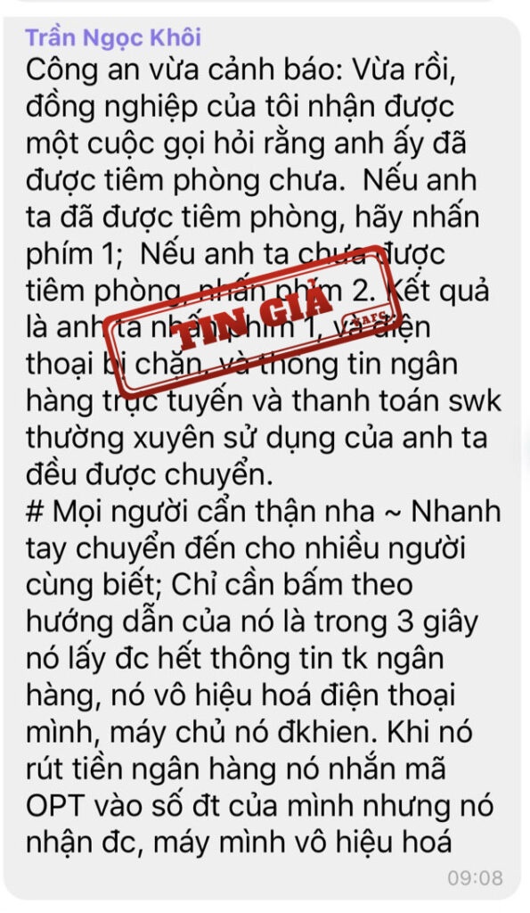 tin mat tai khoan khi tra loi dien thoai tiem vac xin chua la tin gia