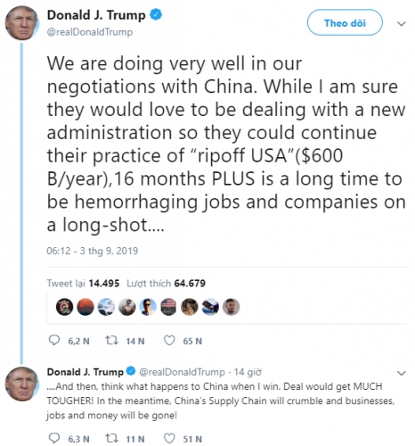 Sau “đòn trả đũa” của Trung Quốc, Trump lại muốn tăng gấp đôi thuế quan