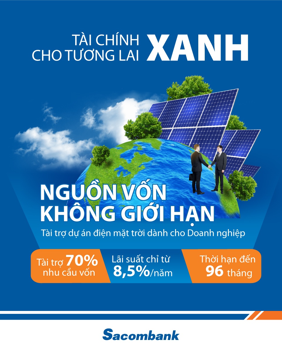 Sacombank cho vay đến 70% vốn dự án điện mặt trời sacombank cho vay den 70 von du an dien mat troi