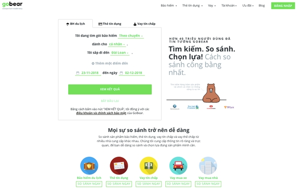 Web so sánh GoBear đạt 10 triệu lượt truy cập