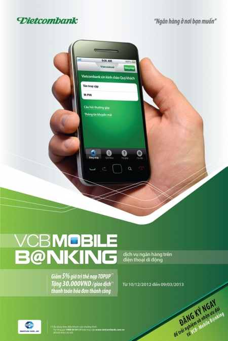 Vietcombank mở rộng phạm vi sử dụng VCB-Mobile B@nking trên VCB-iB@nking