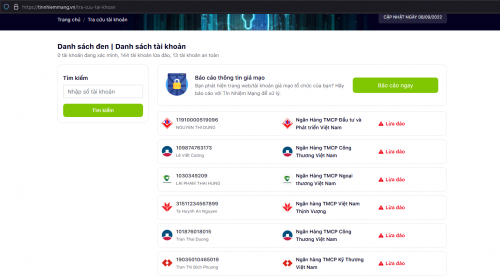 tinh nang giup nguoi dung tra cuu so tai khoan ngan hang lua dao